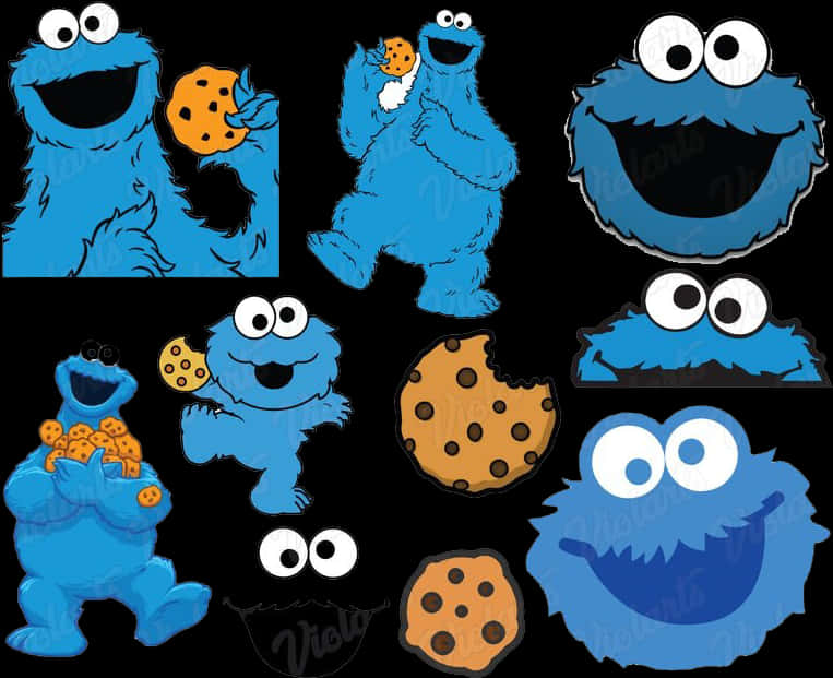 Cookie Monster Expressionsand Cookies PNG image