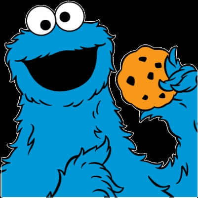 Cookie_ Monster_ Holding_ Cookie_ Illustration PNG image