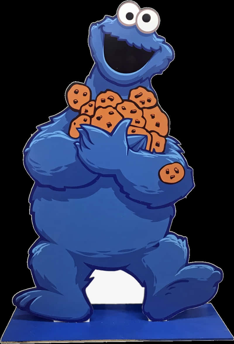 Cookie Monster Holding Cookies Cutout PNG image