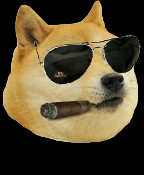 Cool Doge With Sunglassesand Cigar.jpg PNG image