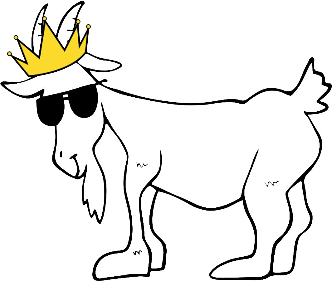 Cool Goatwith Crownand Sunglasses PNG image