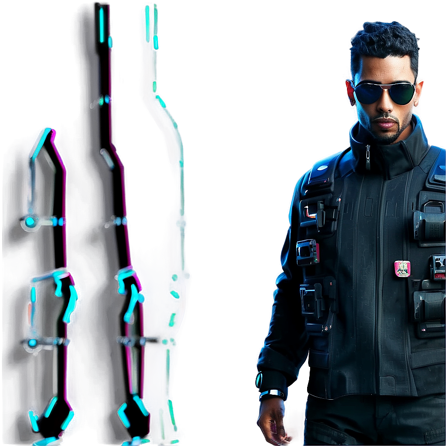 Cool Guy In Cyberpunk Style Png 06252024 PNG image