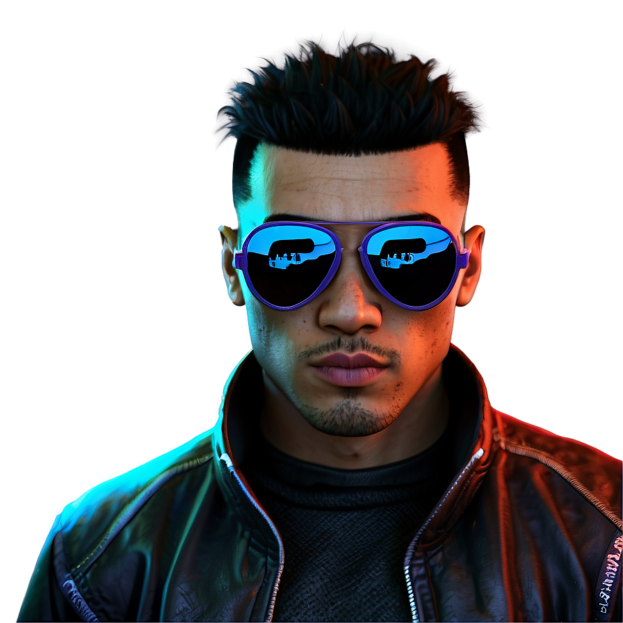 Cool Guy In Cyberpunk Style Png Dkc11 PNG image