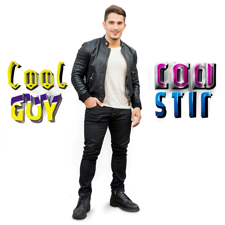 Cool Guy In Leather Jacket Png Fyv70 PNG image