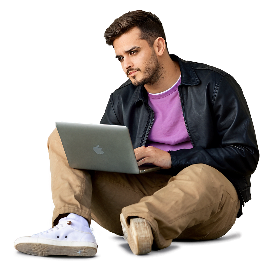 Cool Guy With A Laptop Png 06252024 PNG image