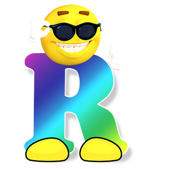 Cool Smiley Letter R PNG image