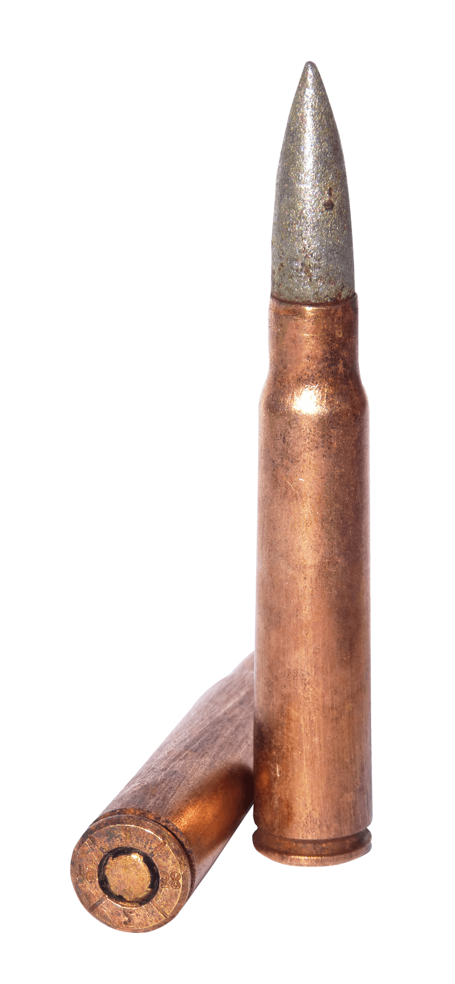 Copper Bullet Cartridge Standing PNG image