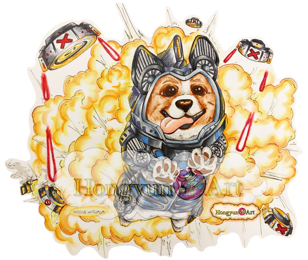 Corgi Astronaut Illustration PNG image