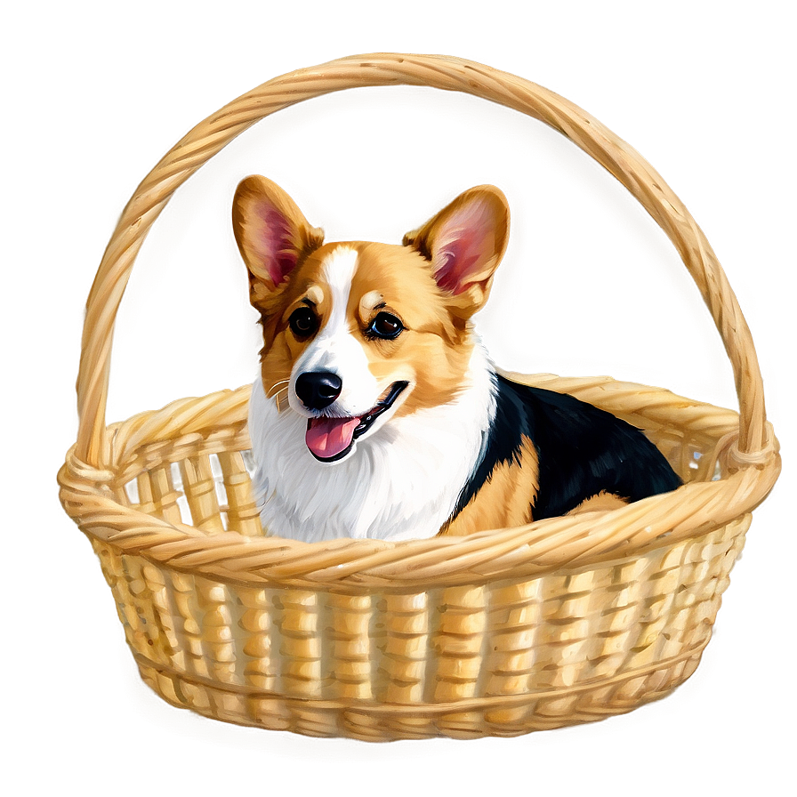 Corgi In Basket Png 05212024 PNG image