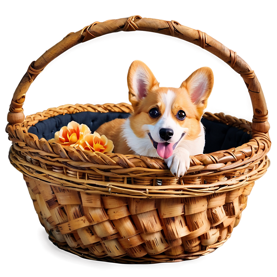 Corgi In Basket Png 05212024 PNG image