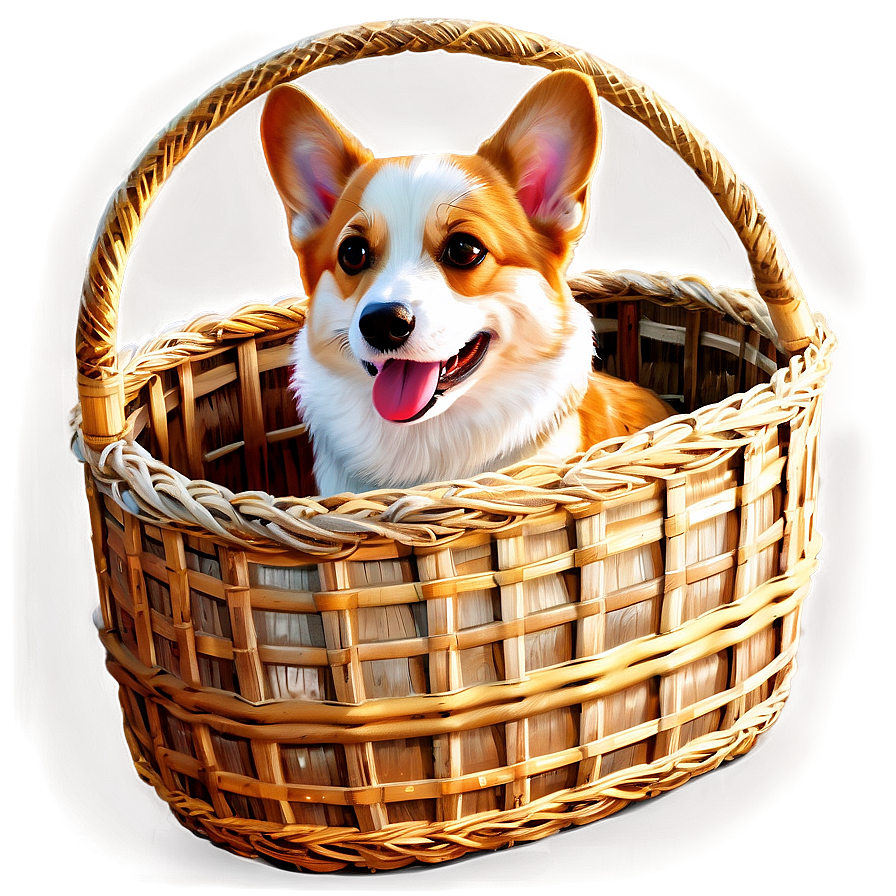 Corgi In Basket Png 05212024 PNG image