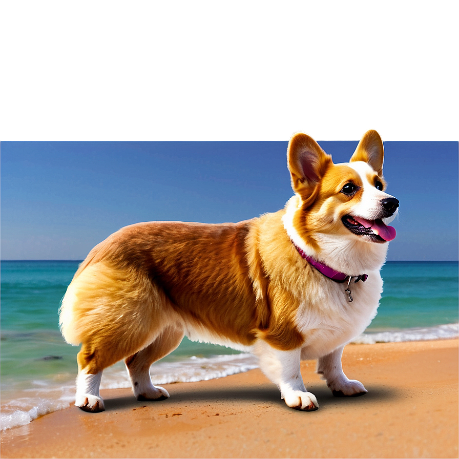 Corgi On Beach Png 05212024 PNG image