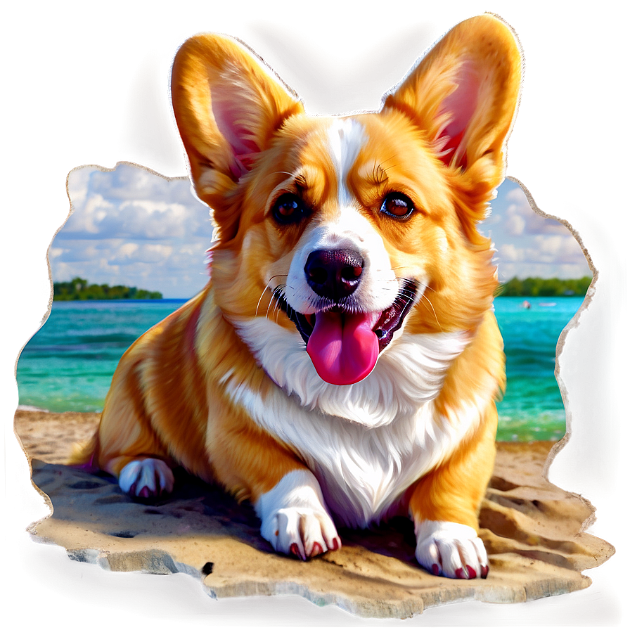 Corgi On Beach Png Cnj PNG image