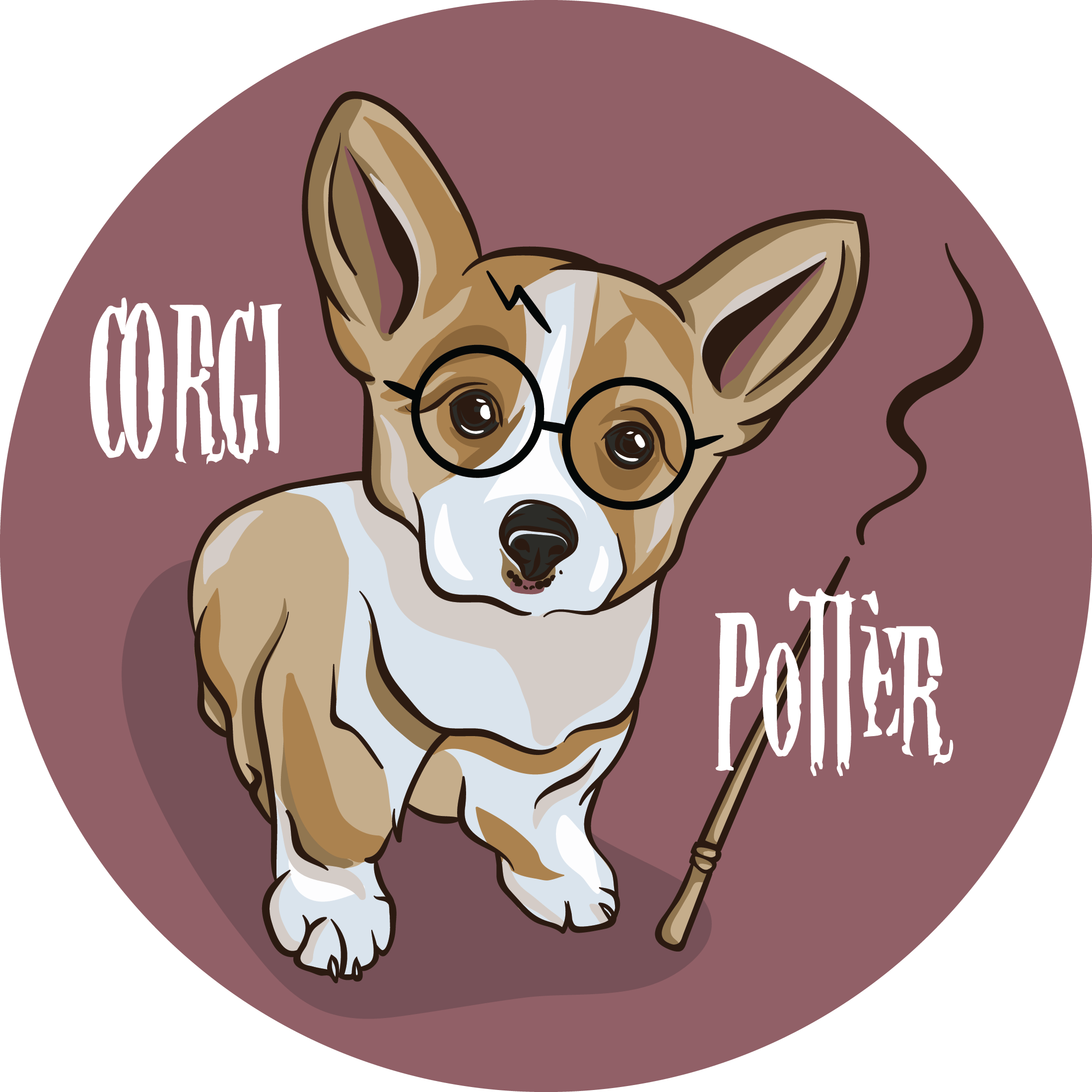 Corgi Wizard Cartoon Illustration PNG image