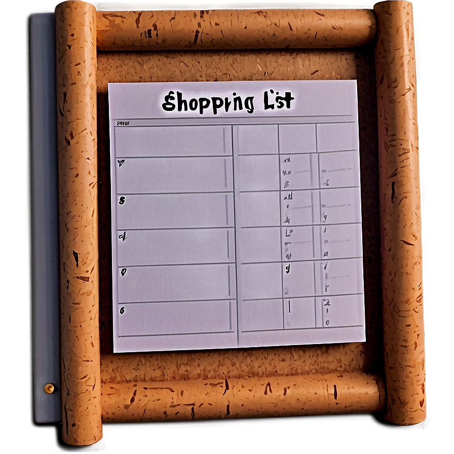 Cork Board Shopping List Organizer Png 06202024 PNG image