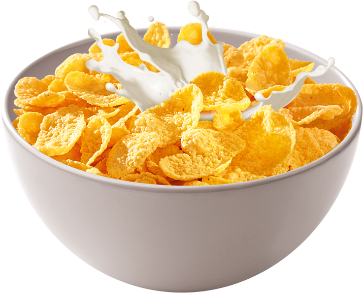 Corn Flakes Milk Splash Cereal Bowl.jpg PNG image