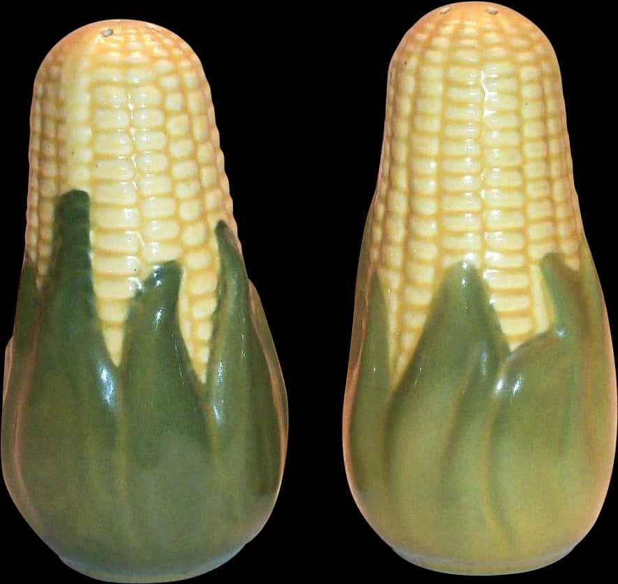 Corn Shaped Ceramic Saltand Pepper Shakers PNG image