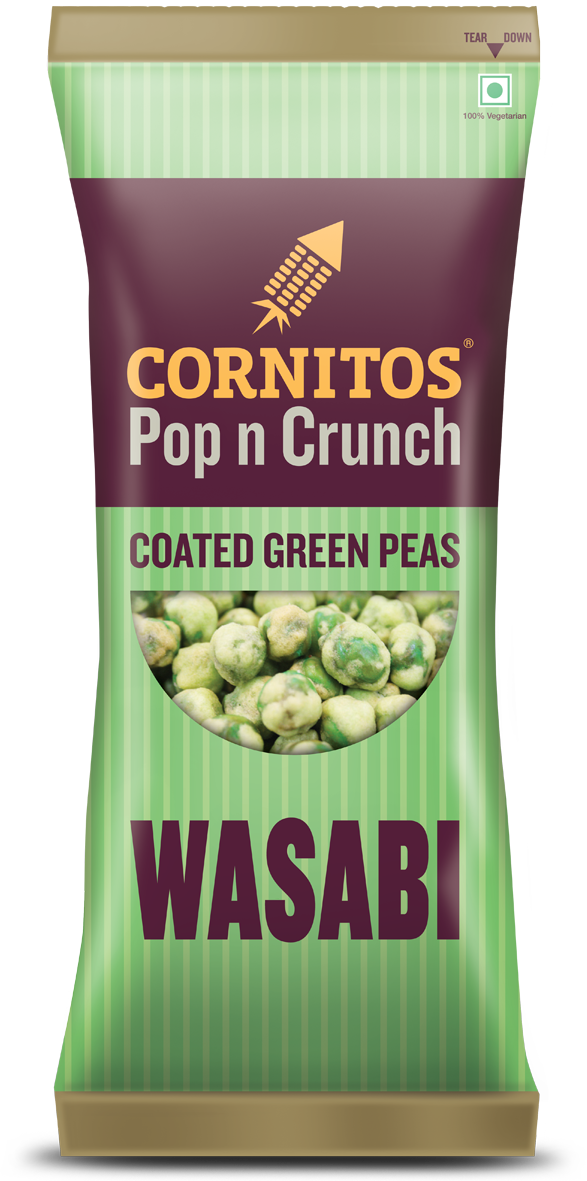 Cornitos Wasabi Coated Green Peas Package PNG image