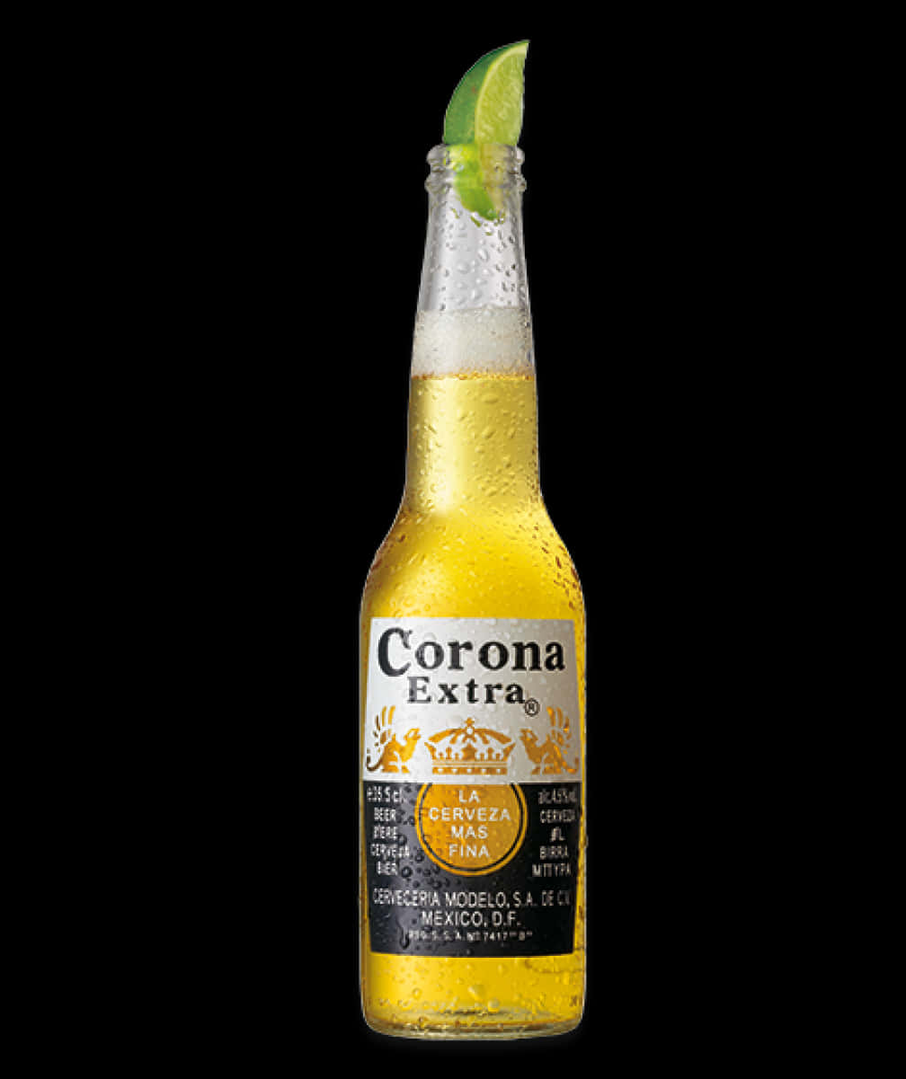 Corona Extra Beer Bottlewith Lime Wedge PNG image