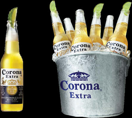 Corona Extra Beer Bucket Lime Wedge PNG image