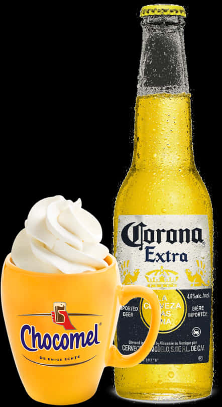 Corona Extra Beerand Chocomel Cup PNG image