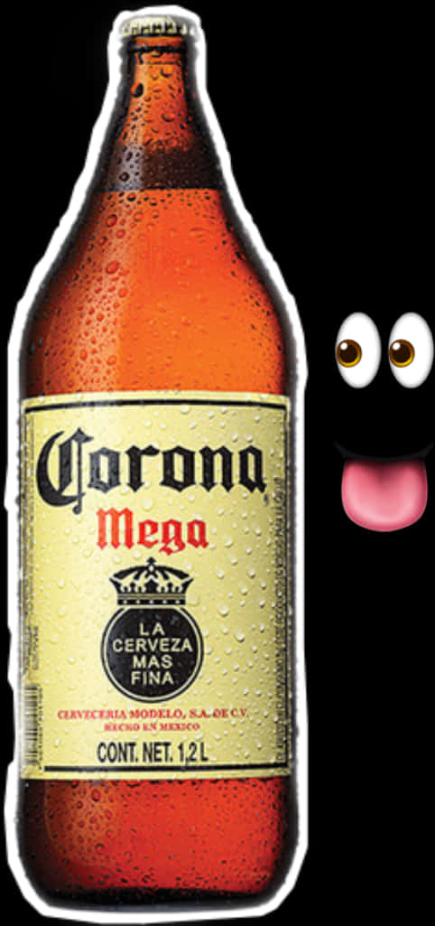 Corona Mega Beer Bottle Cartoon Face PNG image