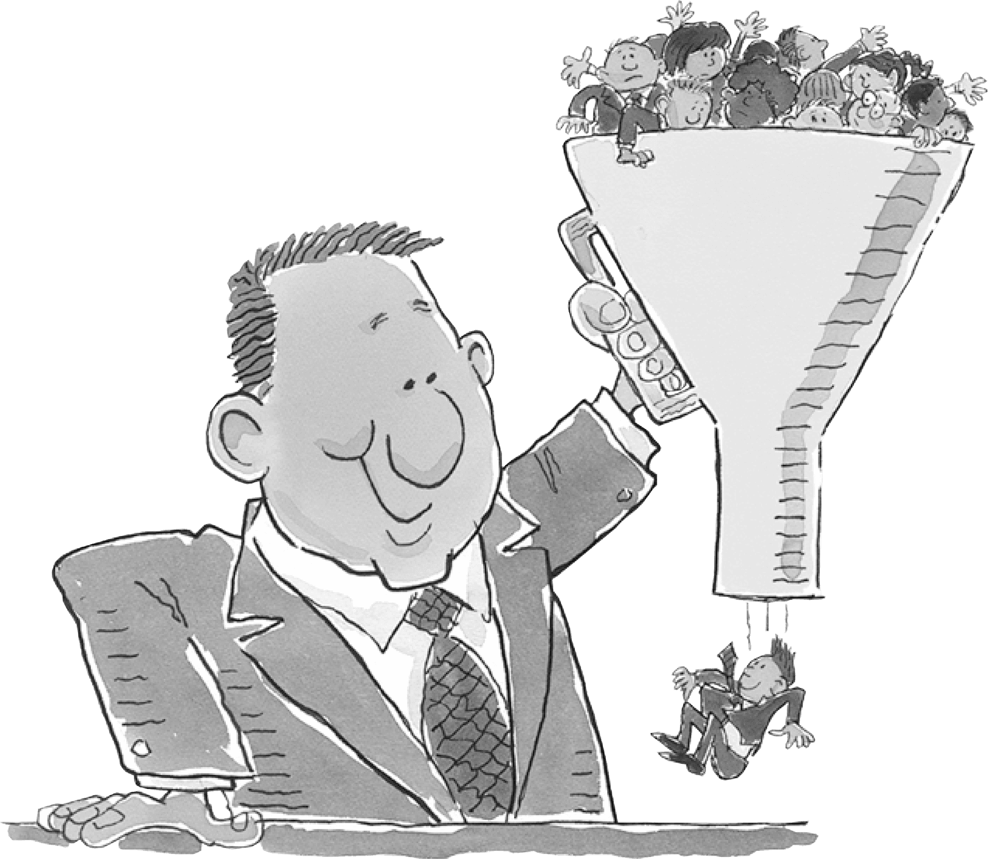 Corporate Funnel Downsizing Illustration PNG image