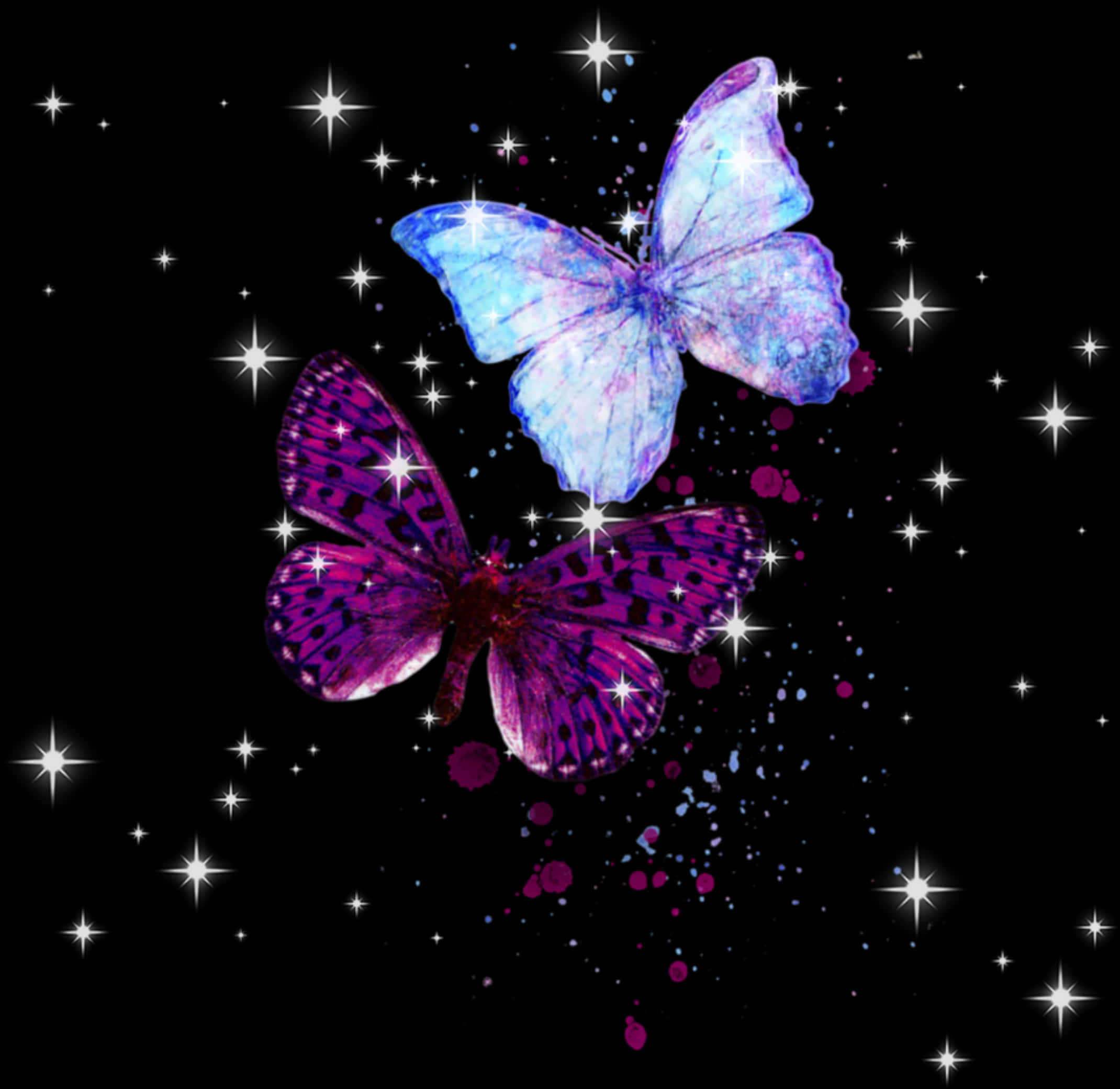 Cosmic Butterflies Starry Backdrop PNG image