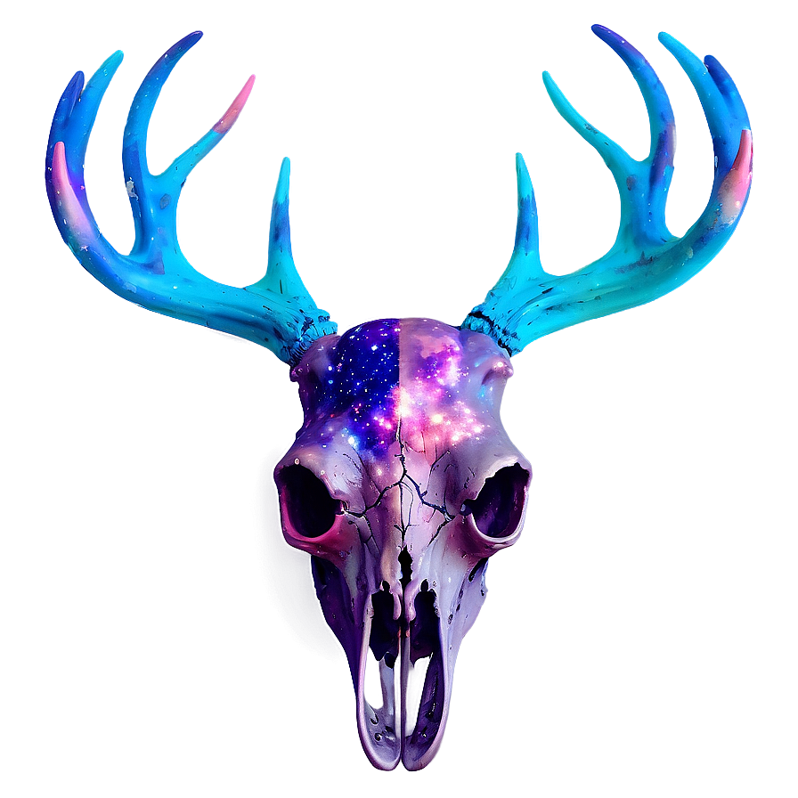 Cosmic Deer Skull With Galaxies Png 06132024 PNG image