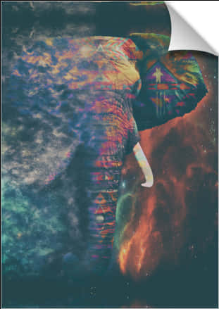 Cosmic Elephant Artwork PNG image