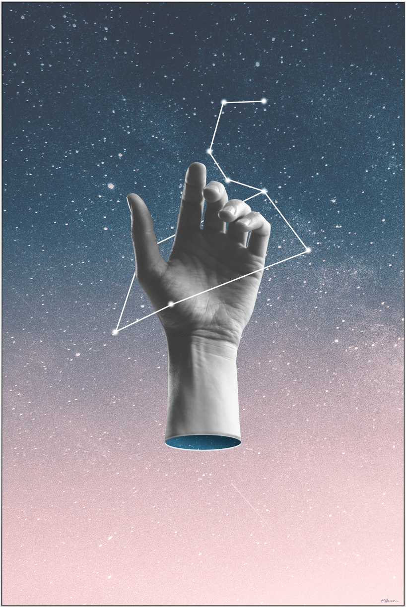 Cosmic Hand Constellation Surreal Art PNG image