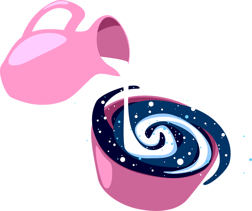 Cosmic Milk Pouring Into Galaxy Cup PNG image