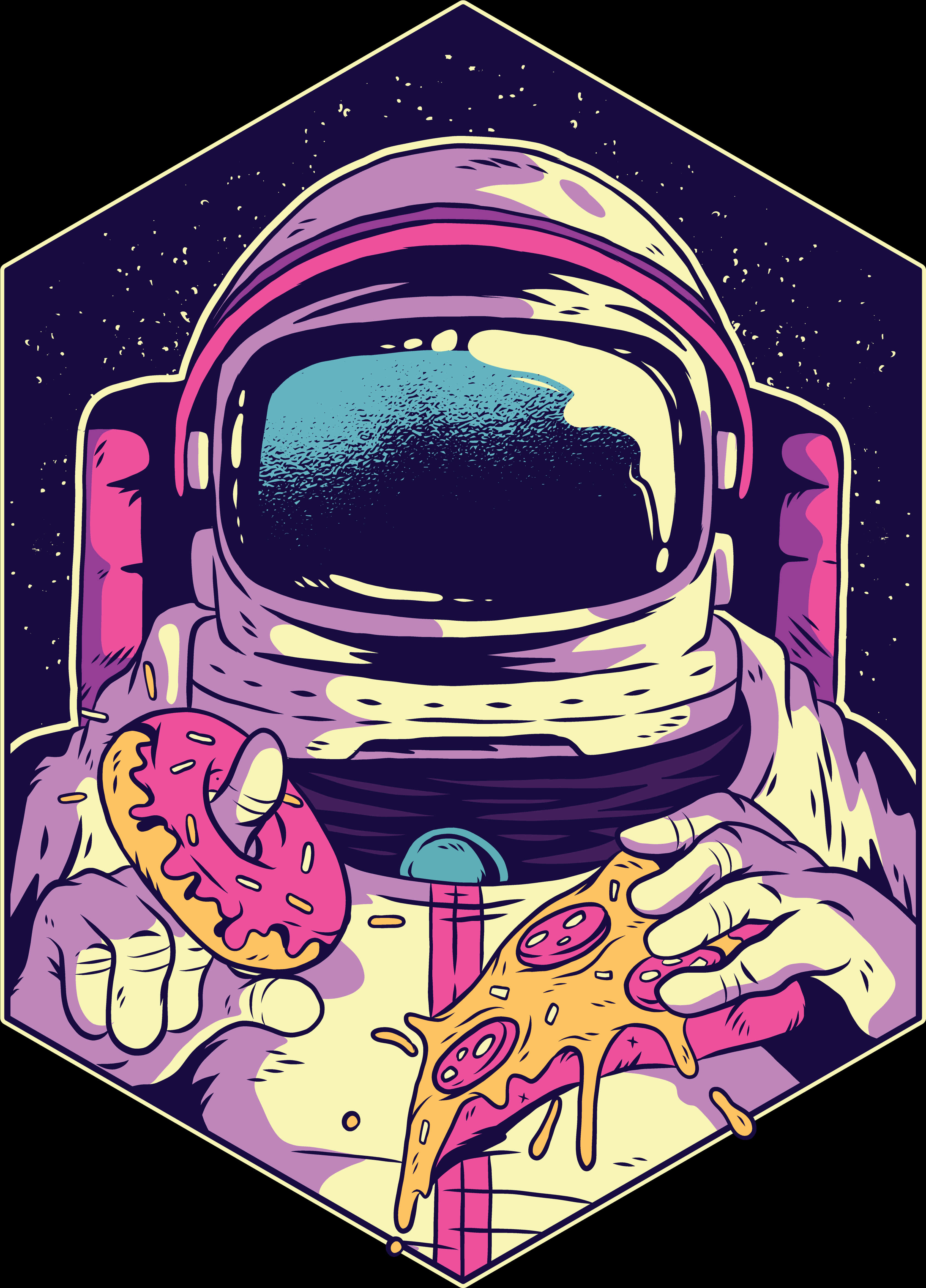 Cosmic Pizza Time Astronaut PNG image