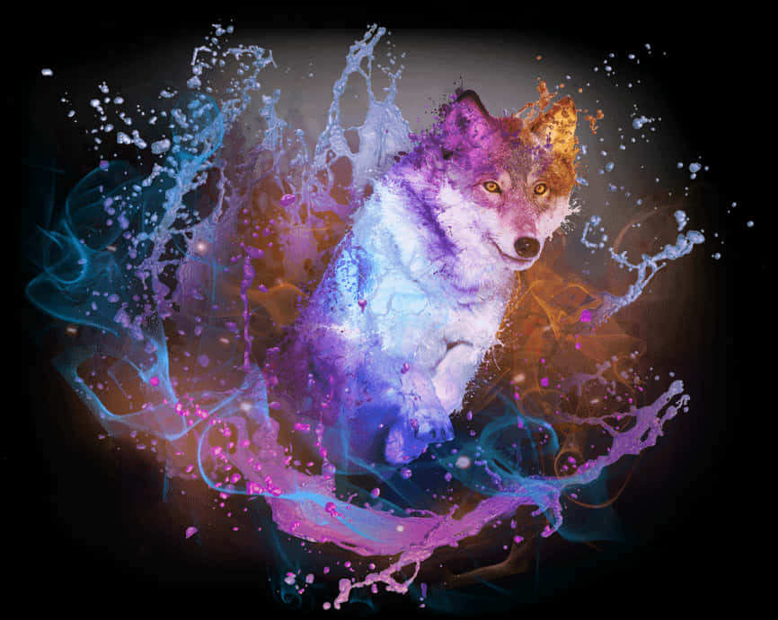 Cosmic Wolf Artwork PNG image