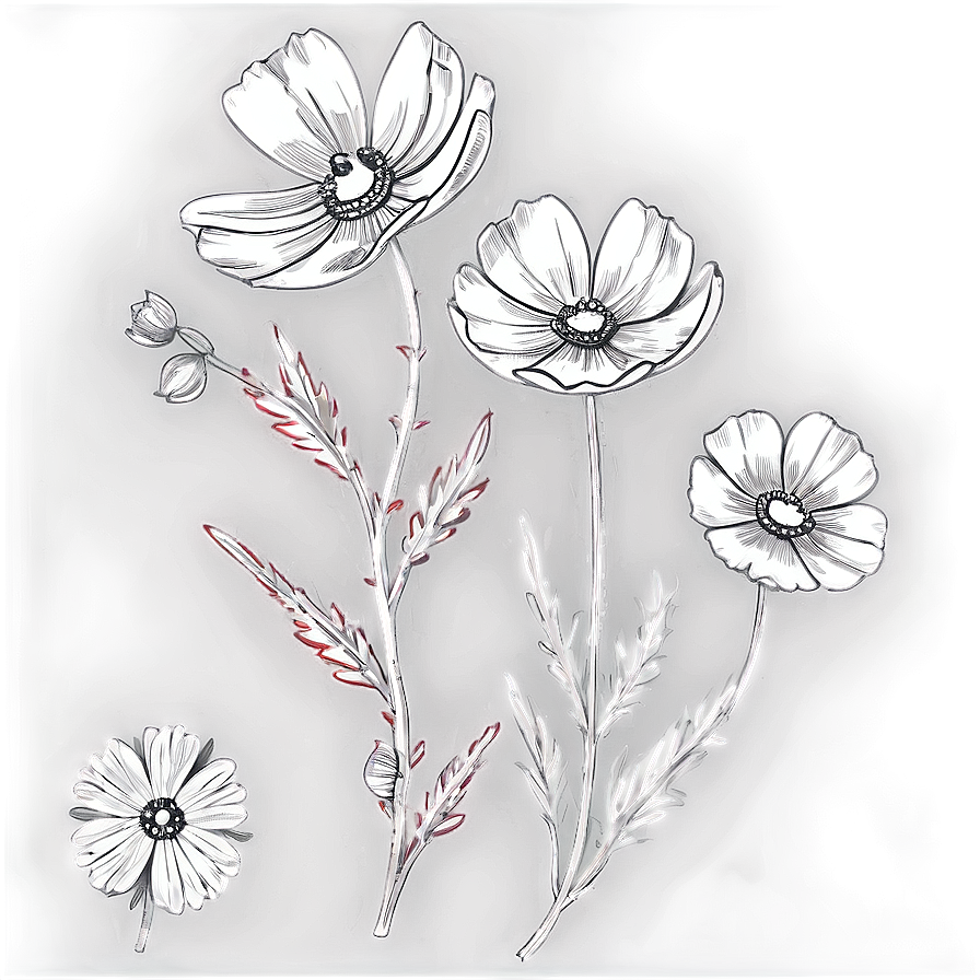 Cosmos Flower Sketch Png Vlr75 PNG image