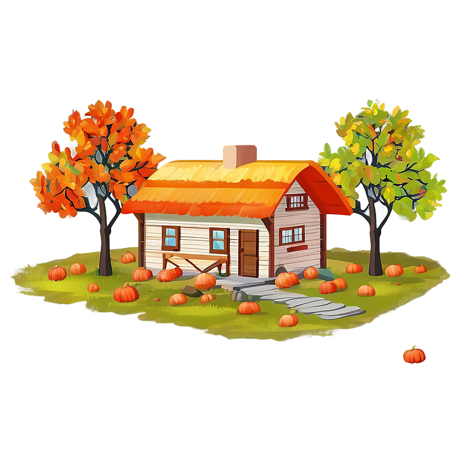 Cottage In Autumn Colors Png 41 PNG image