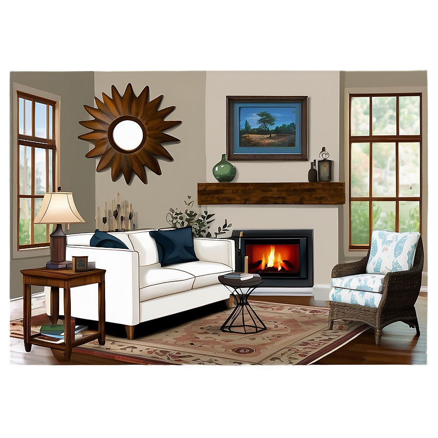 Cottage Living Room Comfort Png 05242024 PNG image