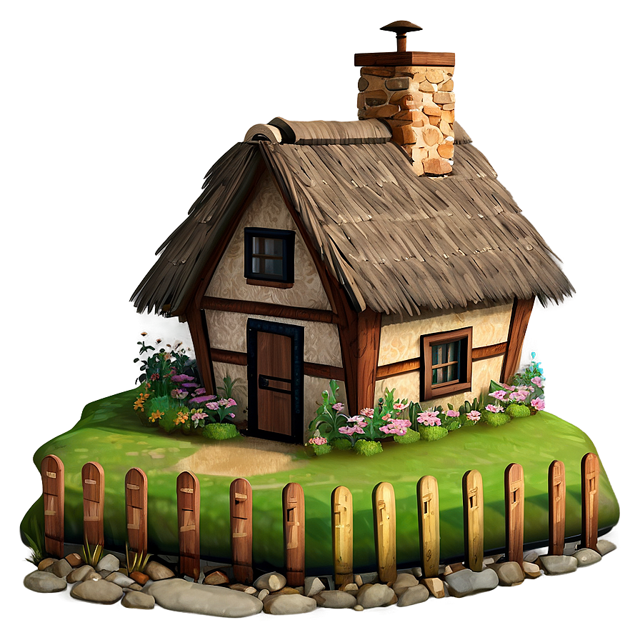 Cottage With A Thatched Roof Png 06202024 PNG image