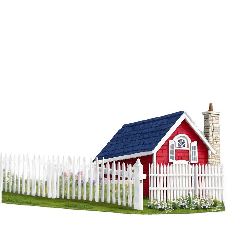 Cottage With Picket Fence Png Lcd PNG image