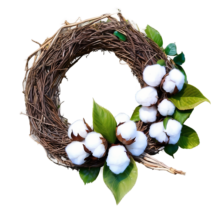 Cotton Boll Wreath Png 05242024 PNG image