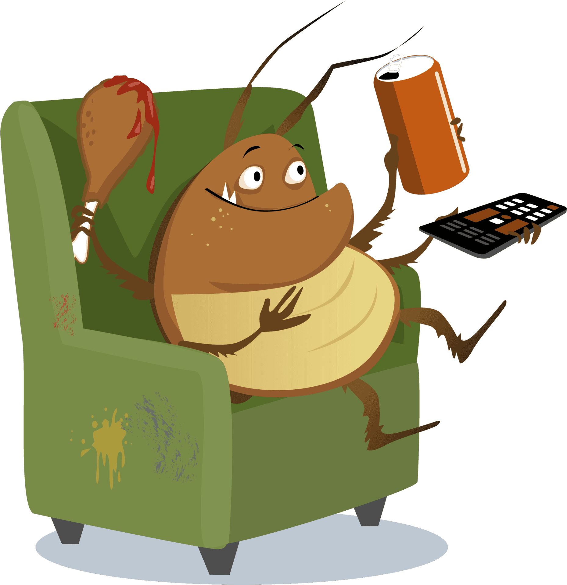 Couch Potato Cockroach Relaxing PNG image