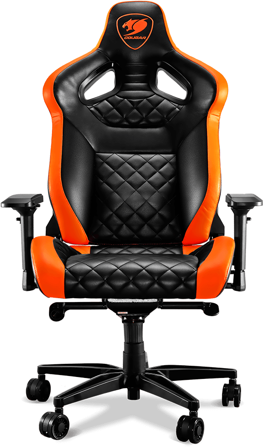 Cougar Gaming Chair Orange Black PNG image