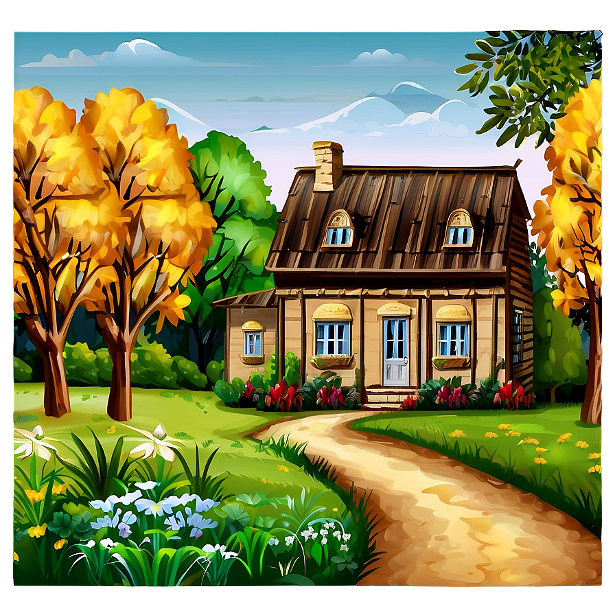 Country House Landscape Png 1 PNG image