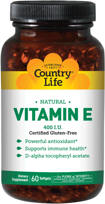 Country Life Vitamin E Supplement Bottle PNG image