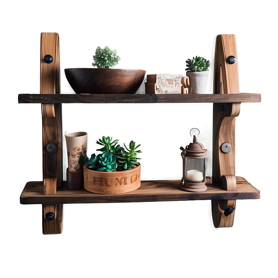 Country Style Wood Shelf Ideas Png Gpm4 PNG image