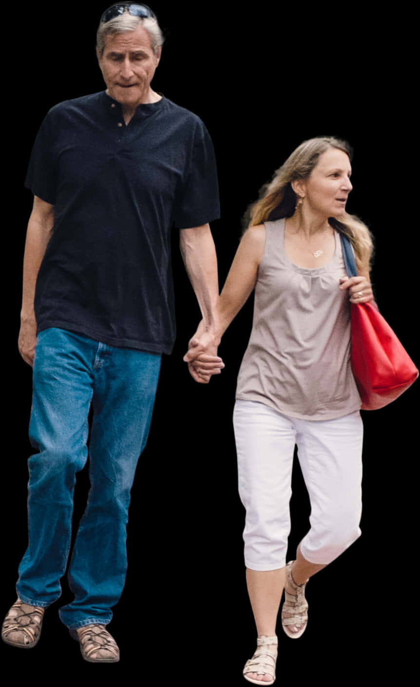 Couple_ Holding_ Hands_ Walking PNG image