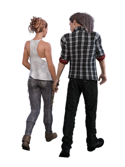 Couple Holding Hands Walking Away PNG image