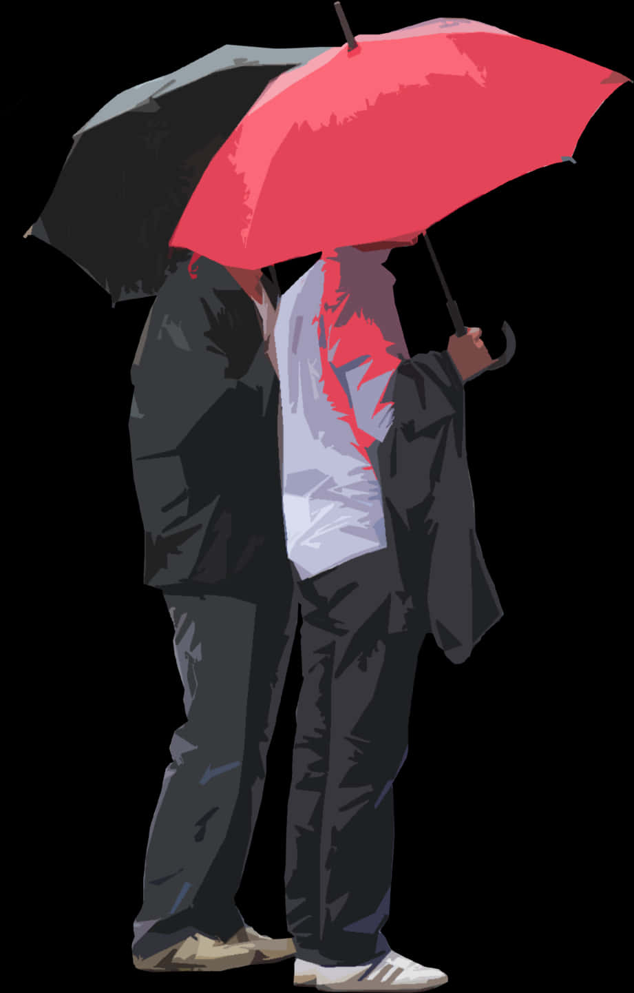 Couple Sharing Umbrella PNG image