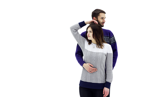 Couplein Sweaters Posing Together PNG image