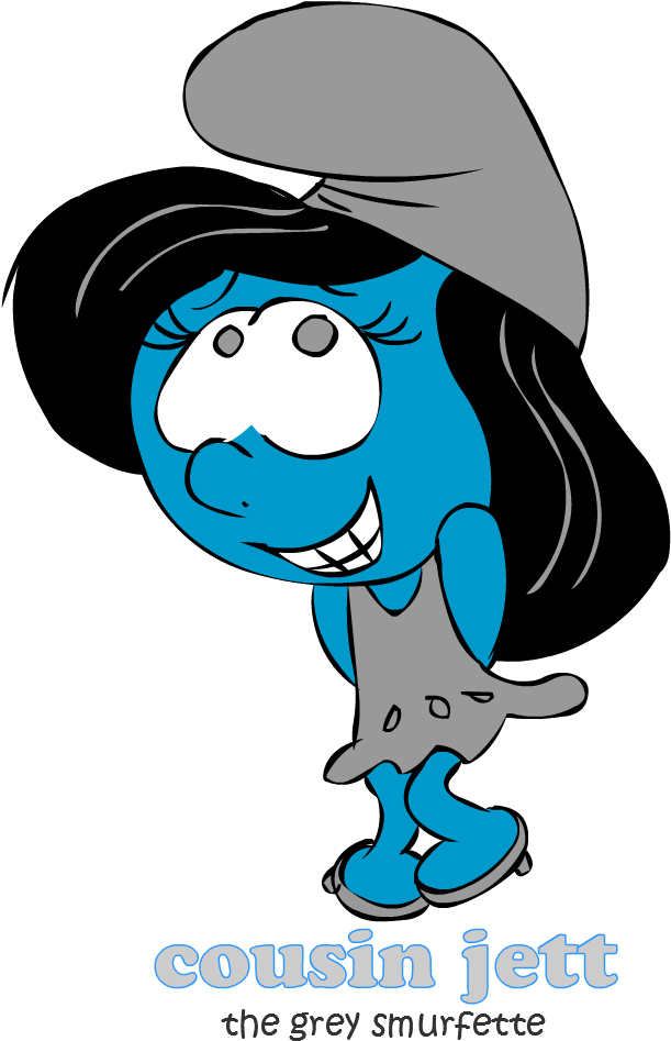 Cousin Jett Grey Smurfette Character PNG image